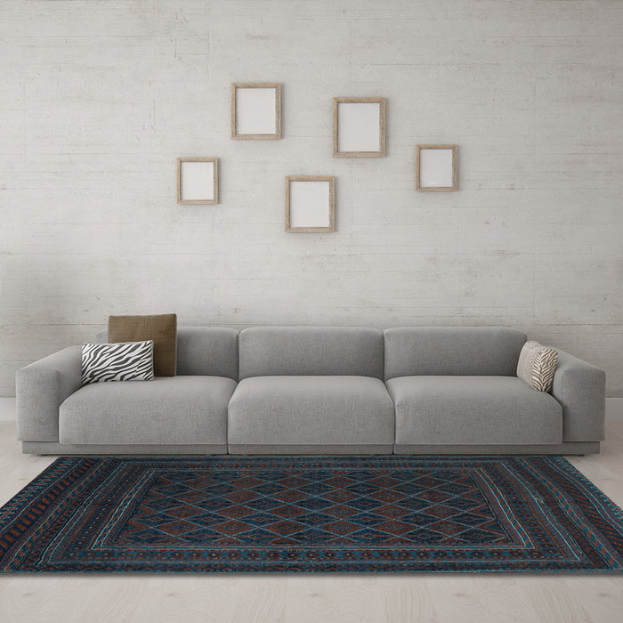 Machine Washable Southwestern Light Blue Country Rug in a Living Room, wshtr2666lblu