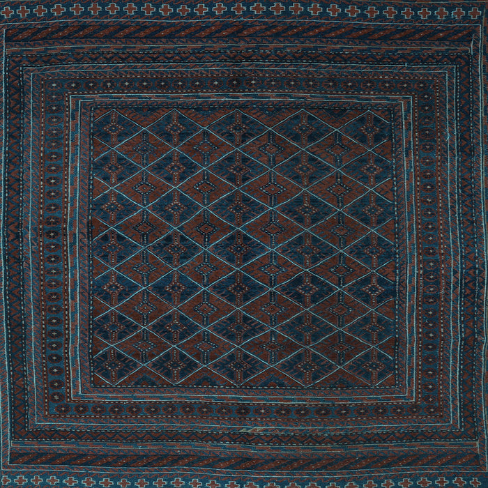 Square Machine Washable Southwestern Light Blue Country Rug, wshtr2666lblu