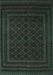 Machine Washable Southwestern Turquoise Country Area Rugs, wshtr2666turq