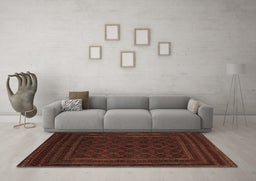 Machine Washable Southwestern Brown Country Rug in a Living Room,, wshtr2666brn