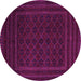 Round Southwestern Pink Country Rug, tr2666pnk