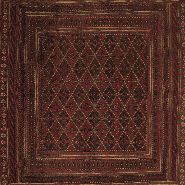 Square Machine Washable Southwestern Brown Country Rug, wshtr2666brn
