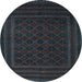 Round Southwestern Light Blue Country Rug, tr2666lblu