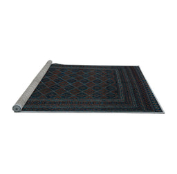 Sideview of Machine Washable Southwestern Light Blue Country Rug, wshtr2666lblu