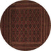 Round Southwestern Brown Country Rug, tr2666brn