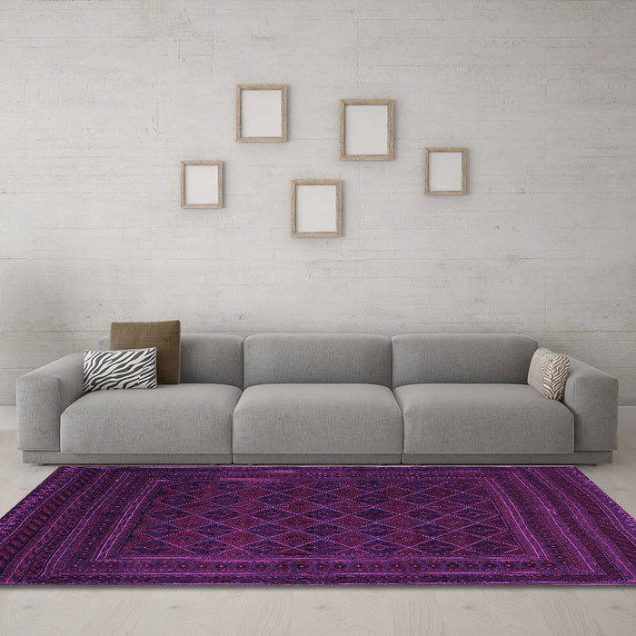 Machine Washable Southwestern Purple Country Area Rugs in a Living Room, wshtr2666pur