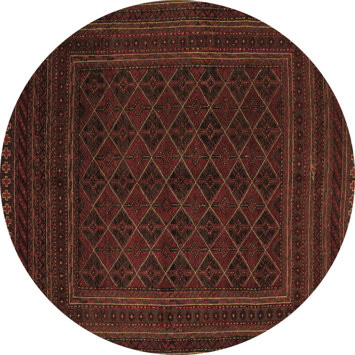 Round Machine Washable Southwestern Brown Country Rug, wshtr2666brn