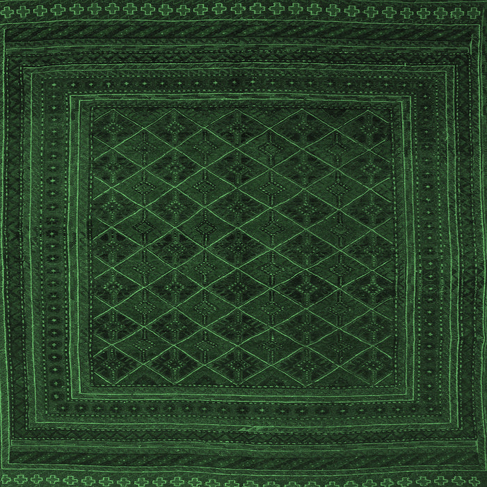 Square Machine Washable Southwestern Emerald Green Country Area Rugs, wshtr2666emgrn