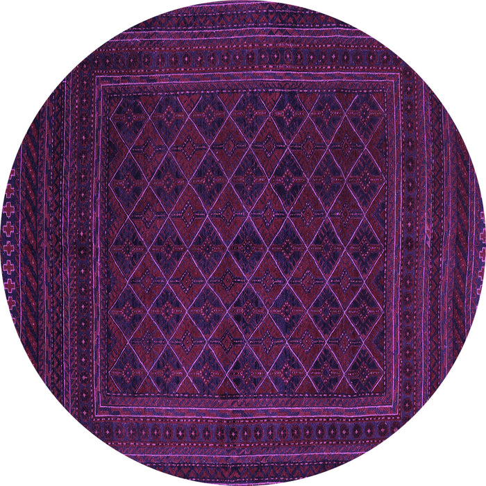Round Machine Washable Southwestern Purple Country Area Rugs, wshtr2666pur