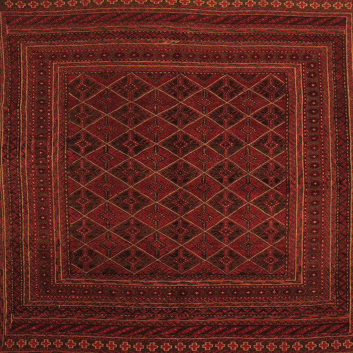 Round Machine Washable Southwestern Orange Country Area Rugs, wshtr2666org