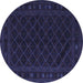 Round Southwestern Blue Country Rug, tr2667blu