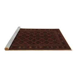 Sideview of Machine Washable Southwestern Brown Country Rug, wshtr2667brn