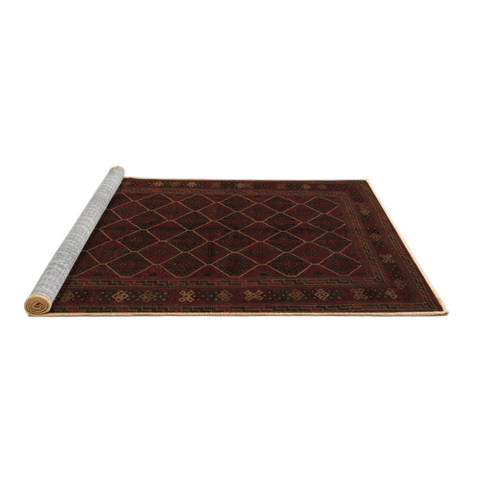 Sideview of Machine Washable Southwestern Brown Country Rug, wshtr2667brn