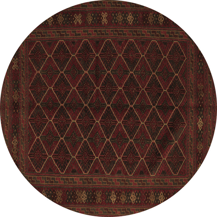 Round Machine Washable Southwestern Brown Country Rug, wshtr2667brn