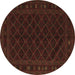 Round Machine Washable Southwestern Brown Country Rug, wshtr2667brn