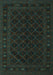 Machine Washable Southwestern Turquoise Country Area Rugs, wshtr2667turq