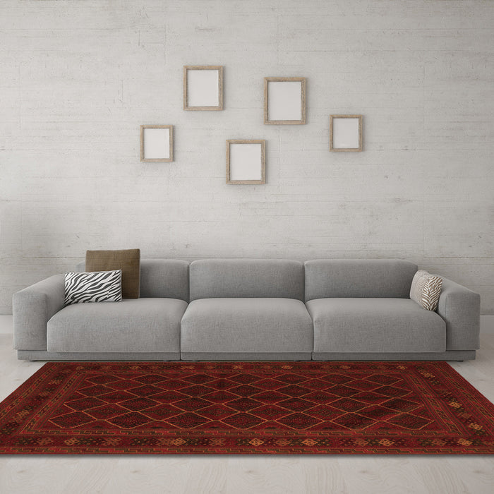 Machine Washable Southwestern Orange Country Area Rugs in a Living Room, wshtr2667org