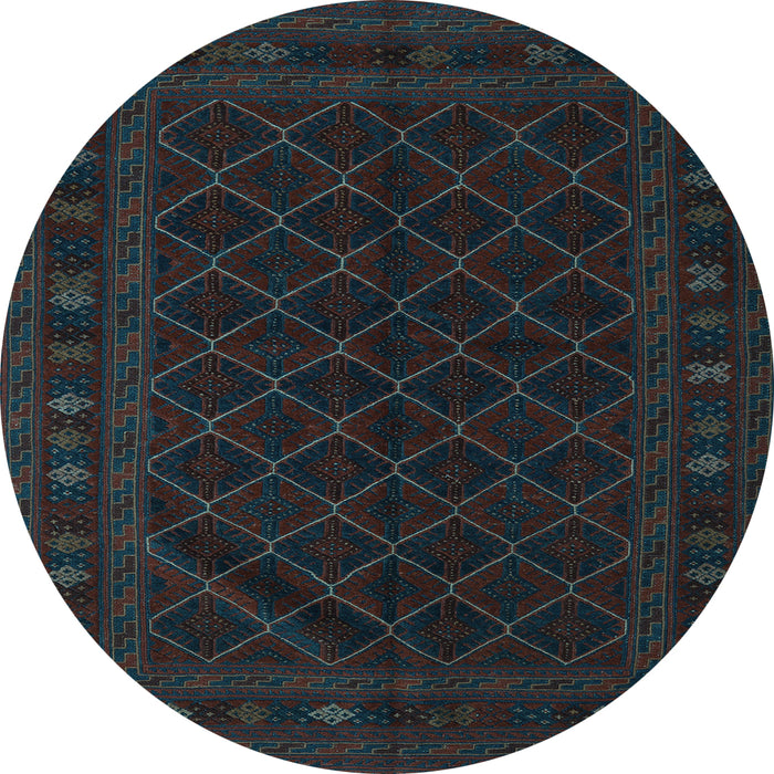 Round Southwestern Light Blue Country Rug, tr2667lblu