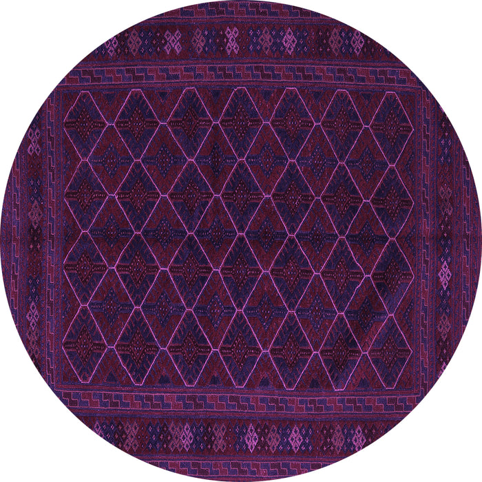 Round Machine Washable Southwestern Purple Country Area Rugs, wshtr2667pur