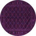 Round Machine Washable Southwestern Purple Country Area Rugs, wshtr2667pur