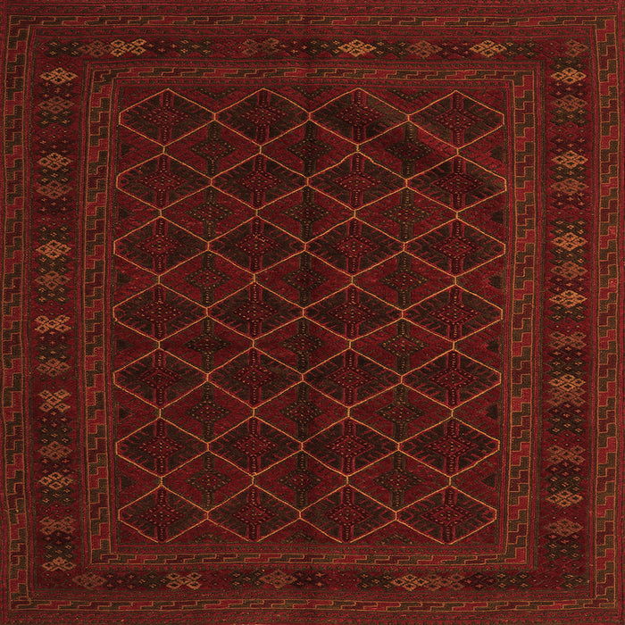 Round Machine Washable Southwestern Orange Country Area Rugs, wshtr2667org
