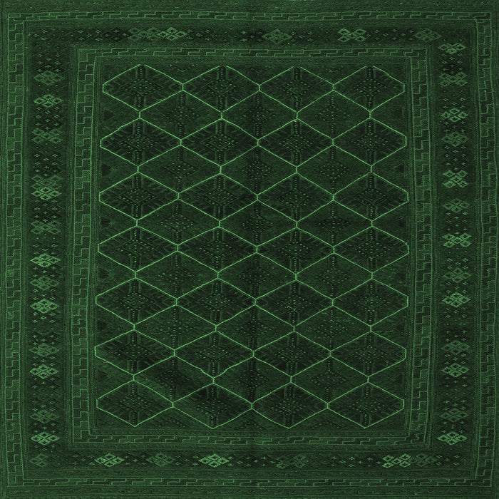 Square Southwestern Emerald Green Country Rug, tr2667emgrn