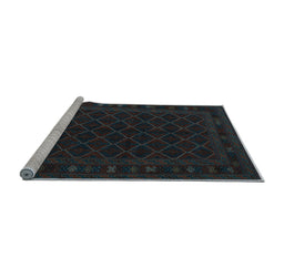 Sideview of Machine Washable Southwestern Light Blue Country Rug, wshtr2667lblu