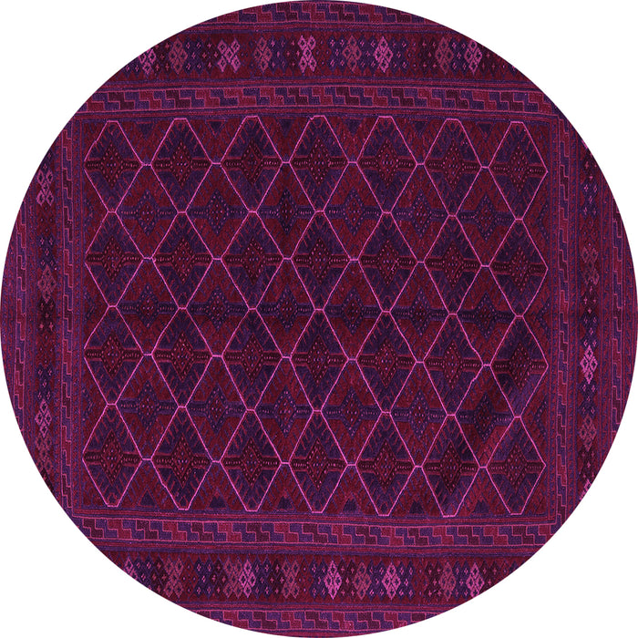 Round Machine Washable Southwestern Pink Country Rug, wshtr2667pnk