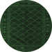 Round Southwestern Emerald Green Country Rug, tr2667emgrn