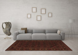 Machine Washable Southwestern Brown Country Rug in a Living Room,, wshtr2667brn