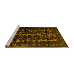 Sideview of Machine Washable Persian Yellow Traditional Rug, wshtr2668yw