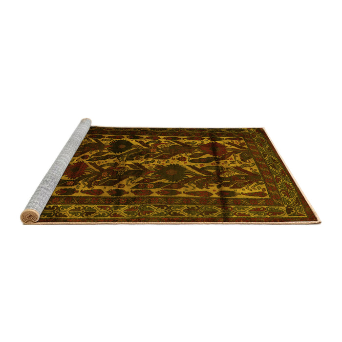 Sideview of Machine Washable Persian Yellow Traditional Rug, wshtr2668yw