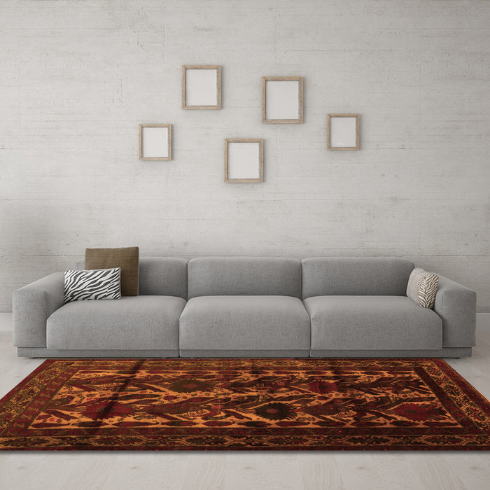 Machine Washable Persian Orange Traditional Area Rugs in a Living Room, wshtr2668org
