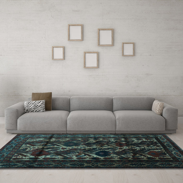 Machine Washable Persian Light Blue Traditional Rug in a Living Room, wshtr2668lblu