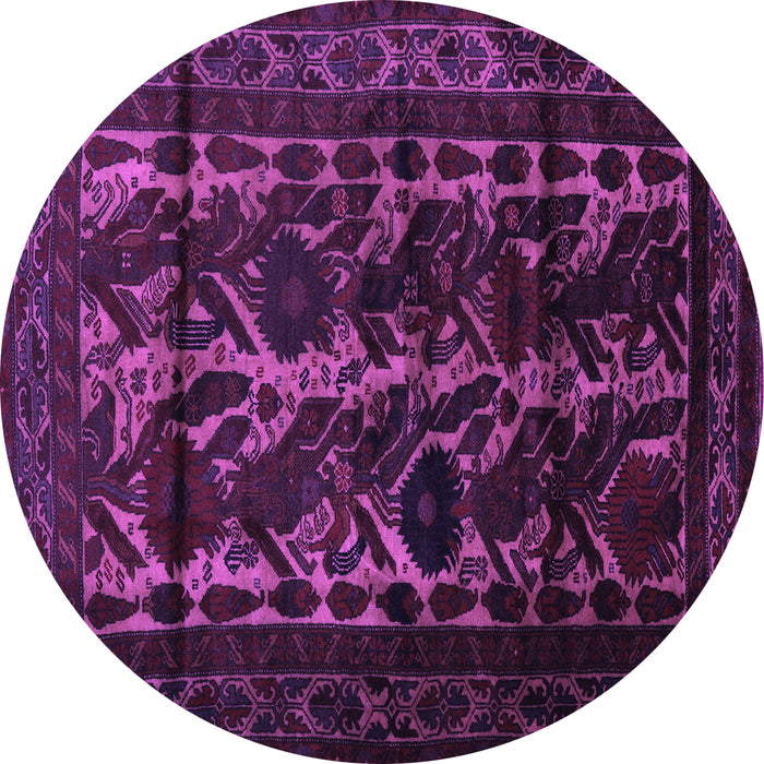 Round Persian Purple Traditional Rug, tr2668pur