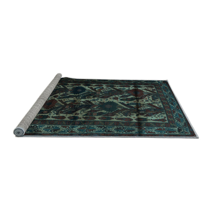 Sideview of Machine Washable Persian Light Blue Traditional Rug, wshtr2668lblu
