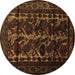 Round Persian Brown Traditional Rug, tr2668brn