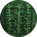 Round Persian Emerald Green Traditional Rug, tr2668emgrn