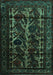 Machine Washable Persian Turquoise Traditional Area Rugs, wshtr2668turq