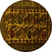 Round Persian Yellow Traditional Rug, tr2668yw
