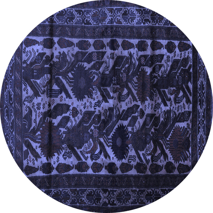 Round Persian Blue Traditional Rug, tr2668blu
