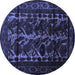 Round Persian Blue Traditional Rug, tr2668blu