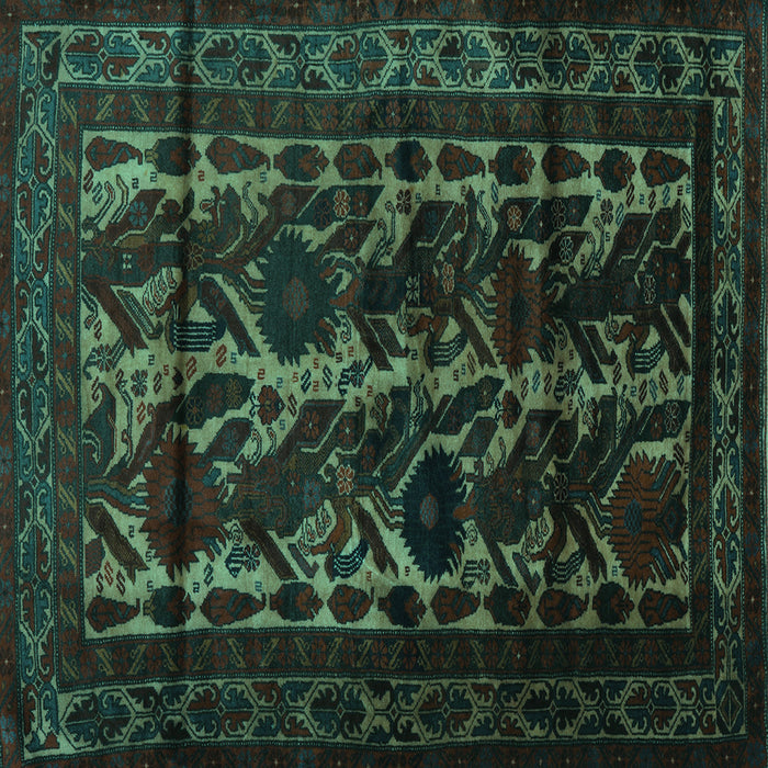 Square Machine Washable Persian Turquoise Traditional Area Rugs, wshtr2668turq