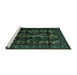 Sideview of Machine Washable Persian Turquoise Traditional Area Rugs, wshtr2668turq