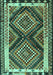 Machine Washable Southwestern Turquoise Country Area Rugs, wshtr2669turq