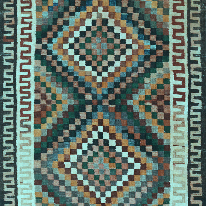 Machine Washable Southwestern Light Blue Country Rug, wshtr2669lblu