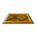 Sideview of Machine Washable Southwestern Yellow Country Rug, wshtr2669yw