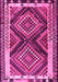 Machine Washable Southwestern Pink Country Rug, wshtr2669pnk