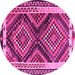 Round Southwestern Pink Country Rug, tr2669pnk