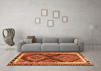 Machine Washable Southwestern Orange Country Rug, wshtr2669org